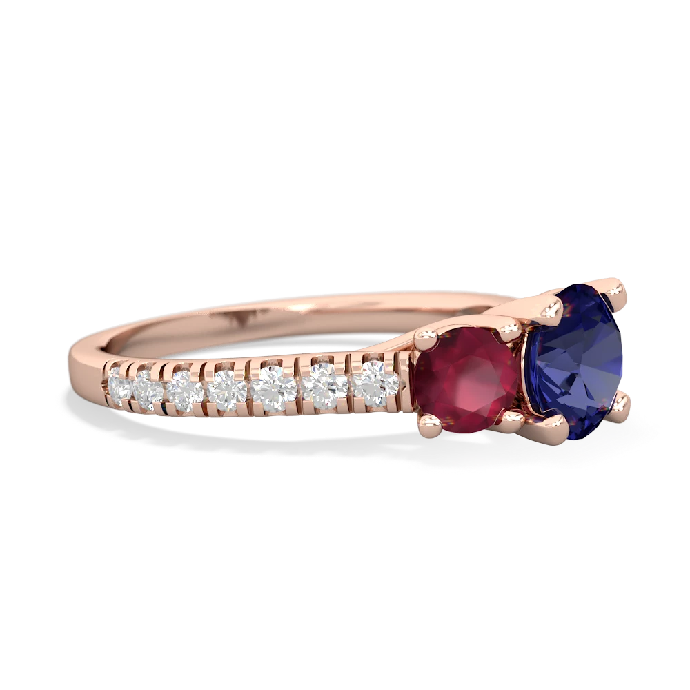 Lab Sapphire Pave Trellis 14K Rose Gold ring R5500