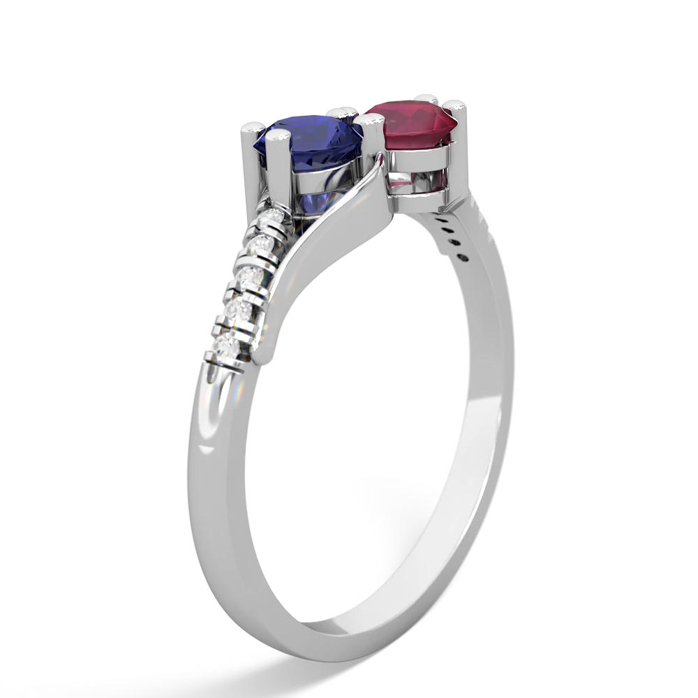 Lab Sapphire Infinity Pave Two Stone 14K White Gold ring R5285