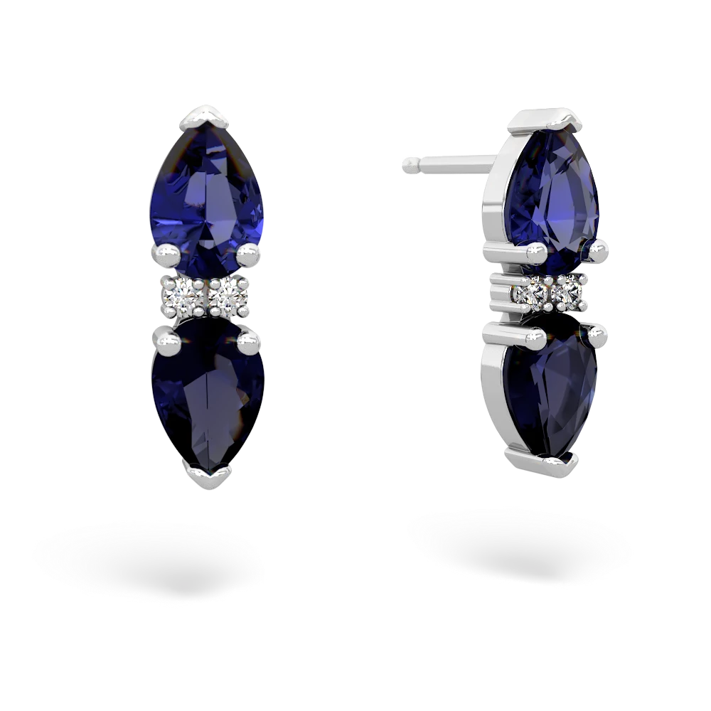 Lab Sapphire Bowtie Drop 14K White Gold earrings E0865