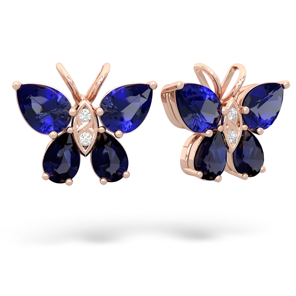 Lab Sapphire Butterfly 14K Rose Gold earrings E2215