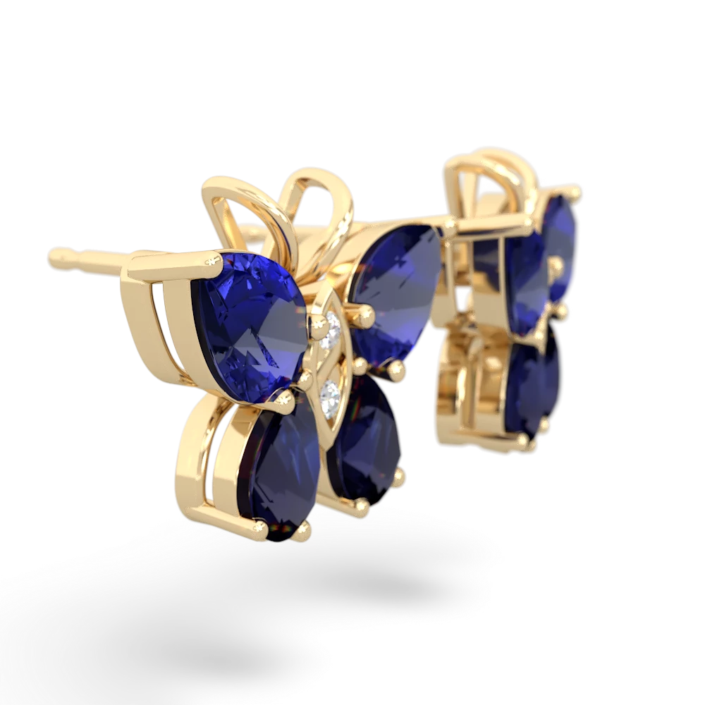 Lab Sapphire Butterfly 14K Yellow Gold earrings E2215