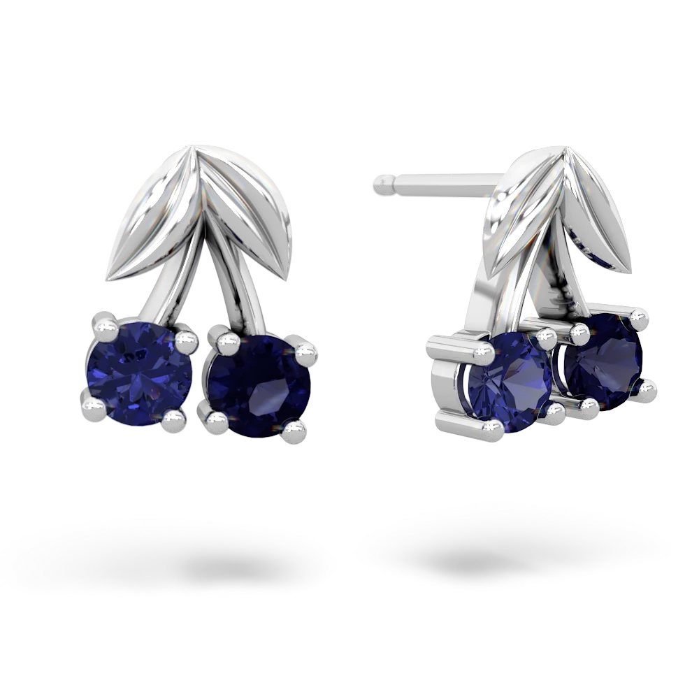 Lab Sapphire Sweet Cherries 14K White Gold earrings E7001