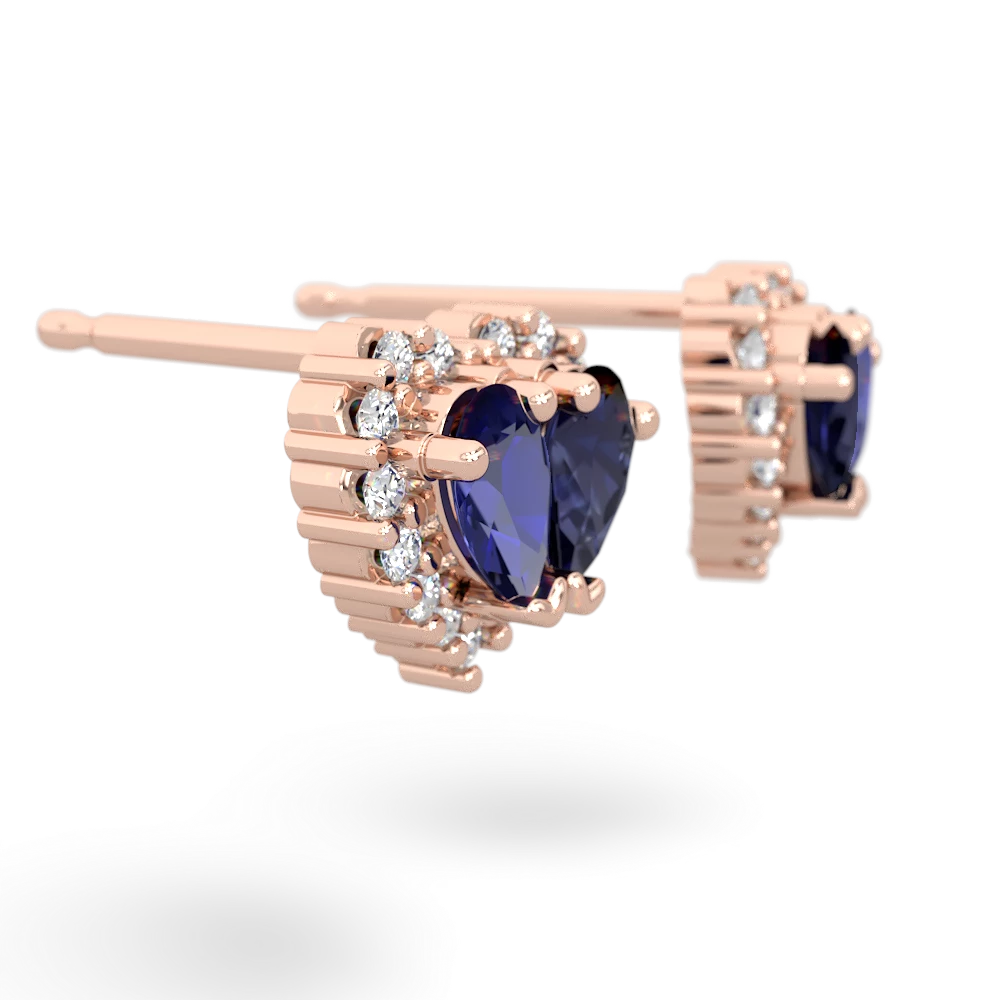 Lab Sapphire Halo 14K Rose Gold earrings E7008