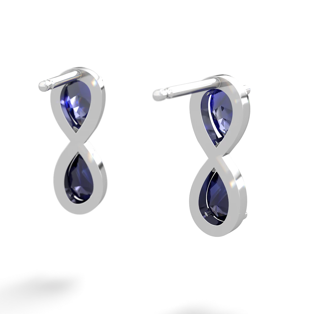 Lab Sapphire Infinity 14K White Gold earrings E5050