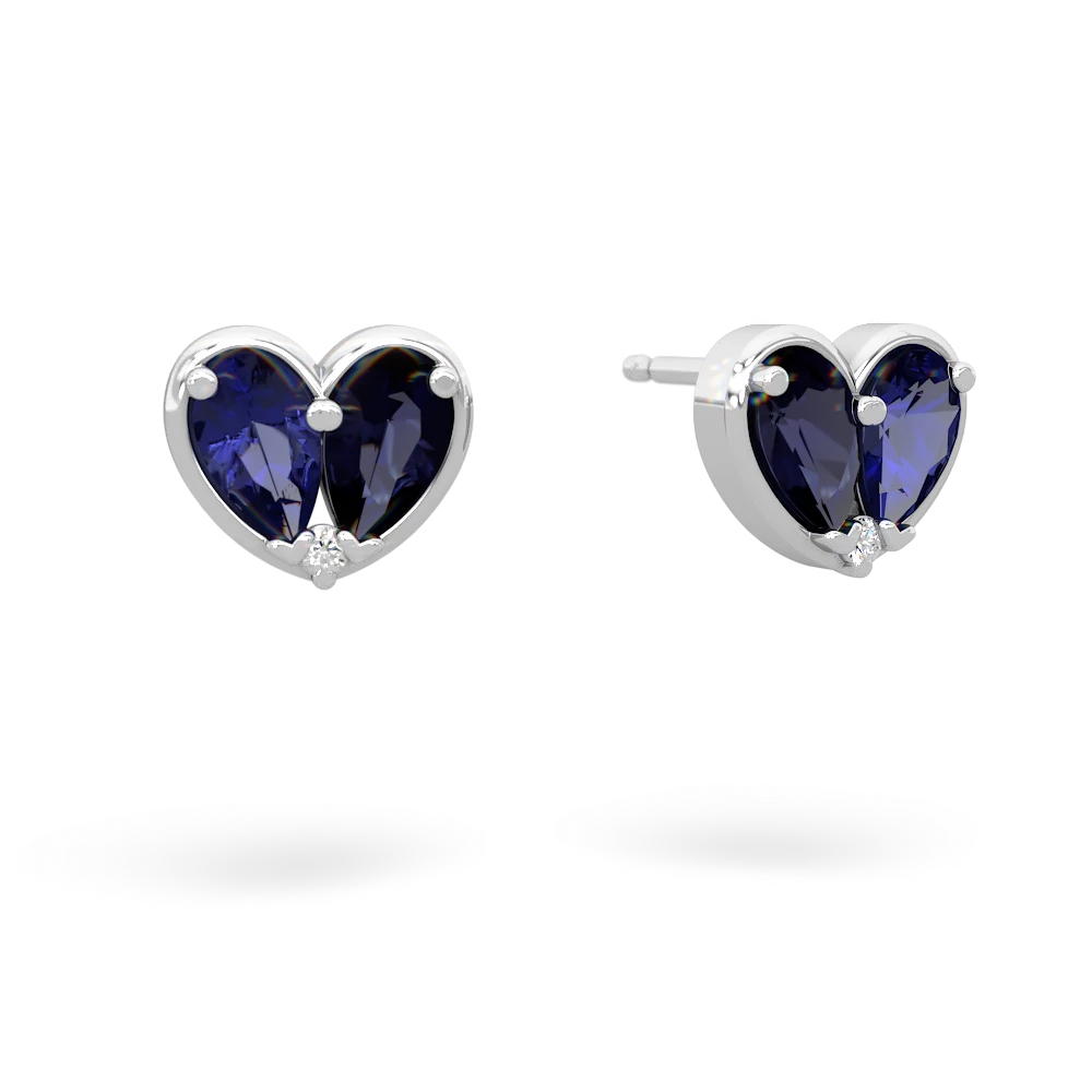 Lab Sapphire 'Our Heart' 14K White Gold earrings E5072