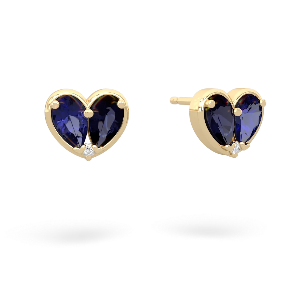 Lab Sapphire 'Our Heart' 14K Yellow Gold earrings E5072