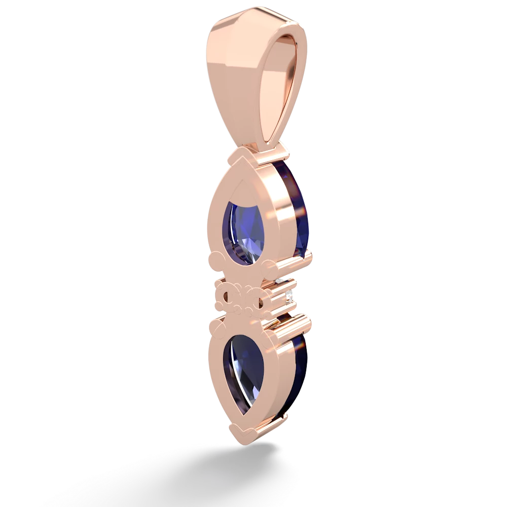 Lab Sapphire Bowtie Drop 14K Rose Gold pendant P0865