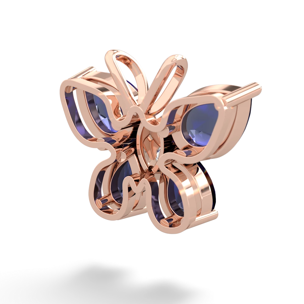 Lab Sapphire Butterfly 14K Rose Gold pendant P2215