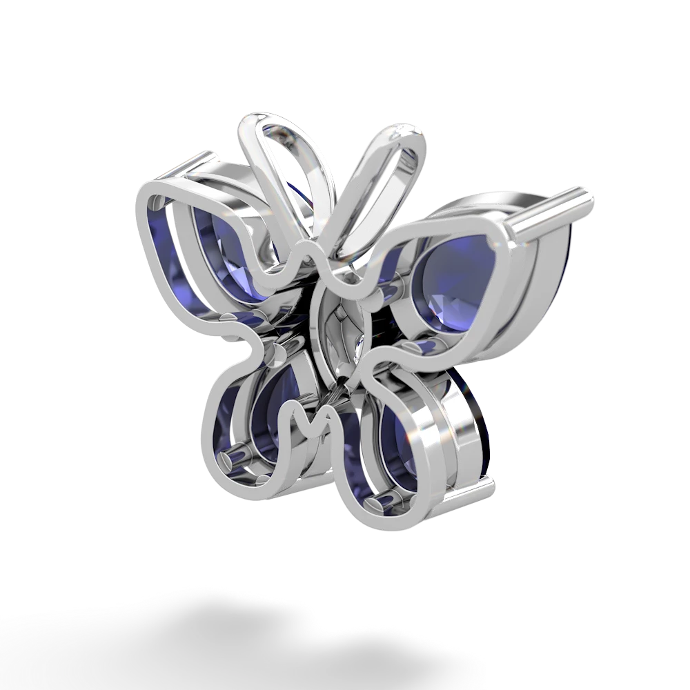 Lab Sapphire Butterfly 14K White Gold pendant P2215