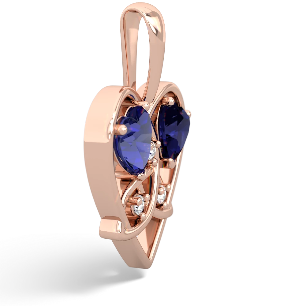 Lab Sapphire Celtic Trinity Heart 14K Rose Gold pendant P5331