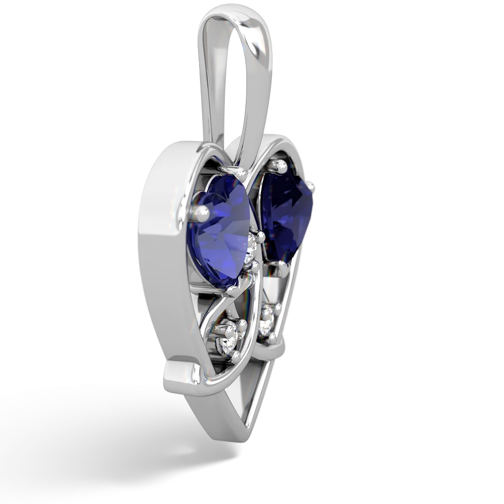 Lab Sapphire Celtic Trinity Heart 14K White Gold pendant P5331