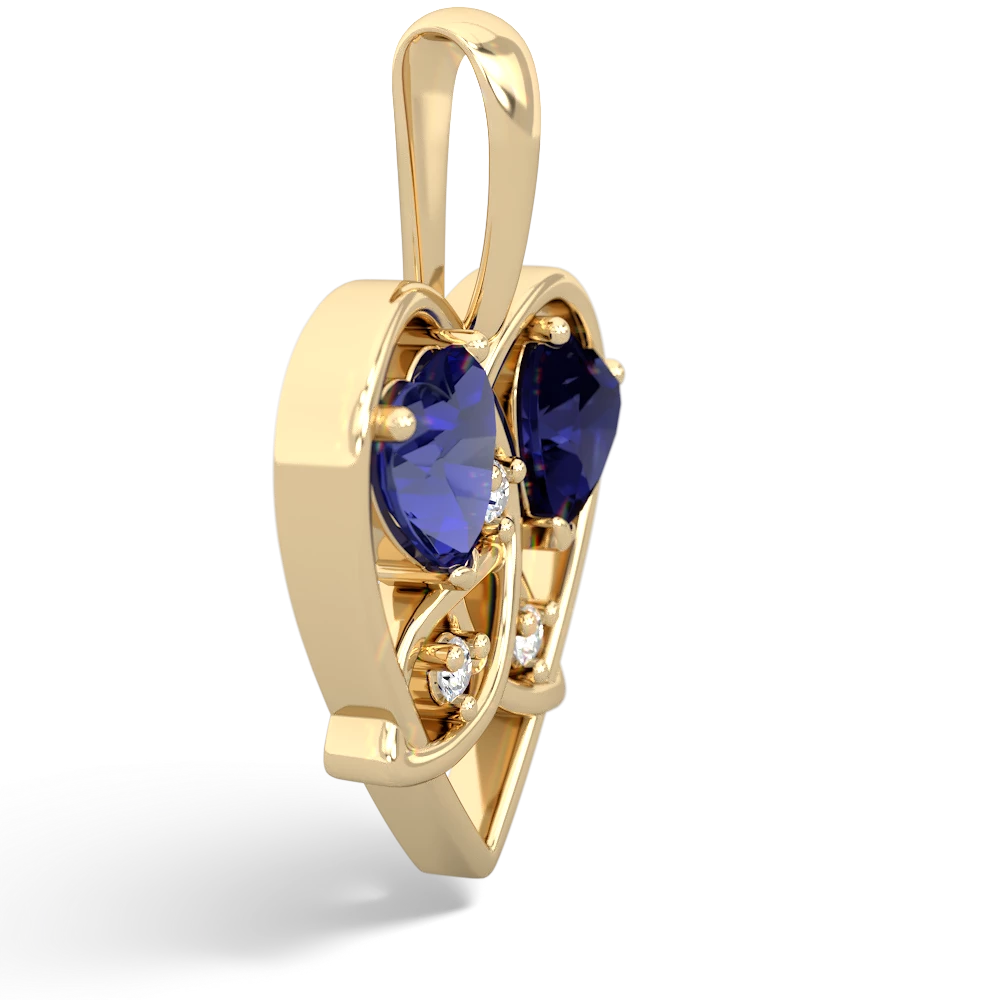 Lab Sapphire Celtic Trinity Heart 14K Yellow Gold pendant P5331