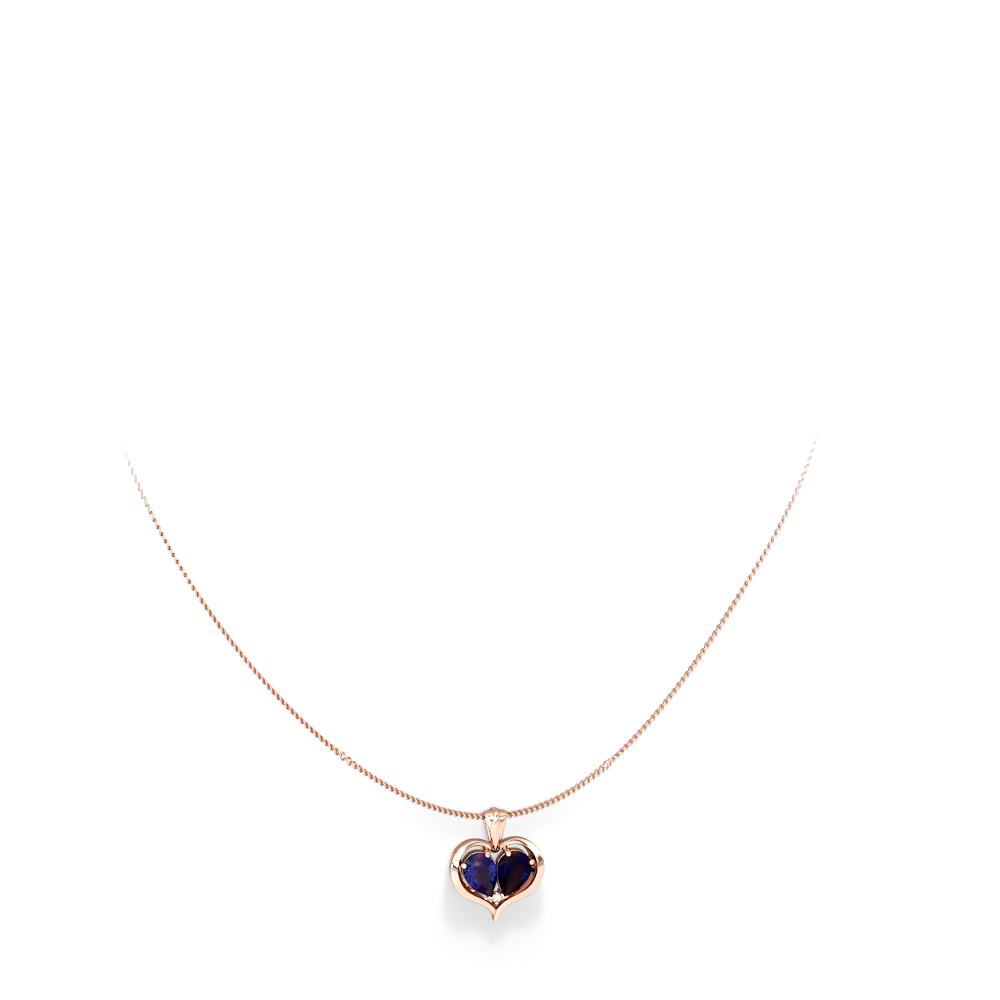 Lab Sapphire Two Become One 14K Rose Gold pendant P5330