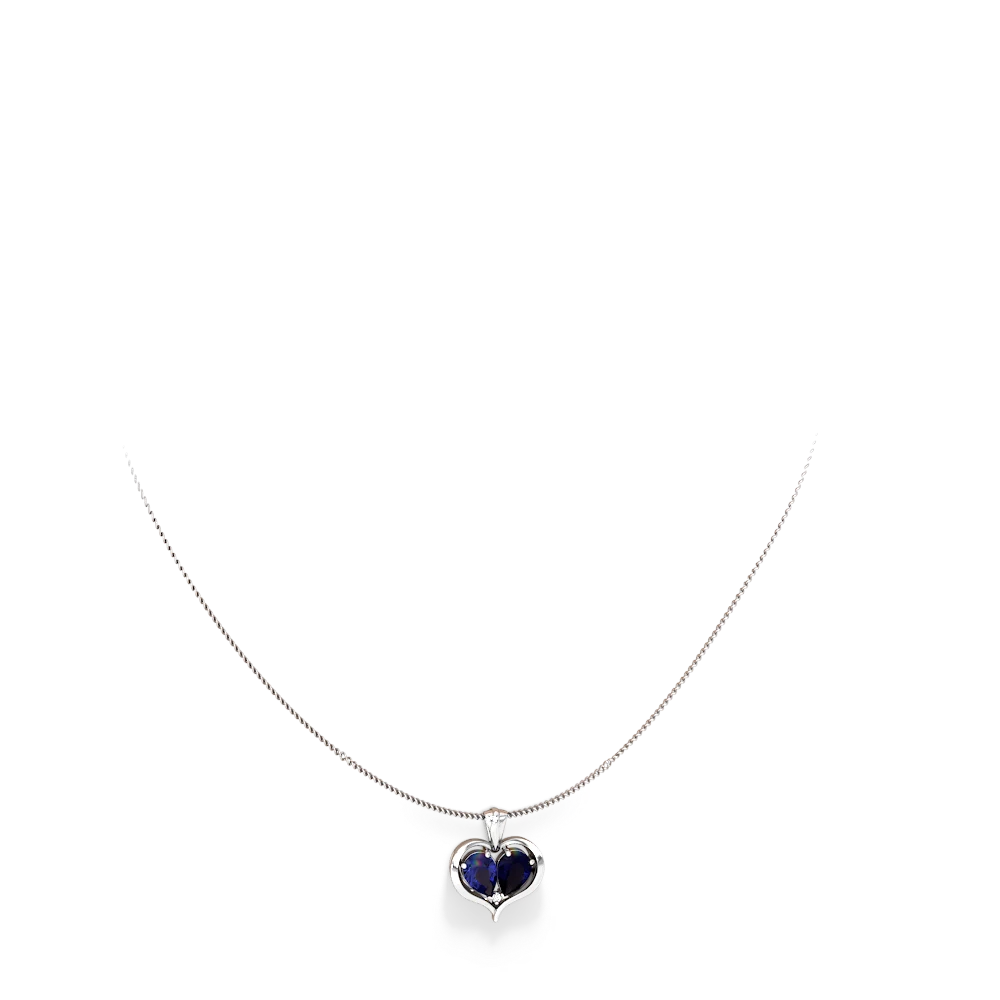 Lab Sapphire Two Become One 14K White Gold pendant P5330