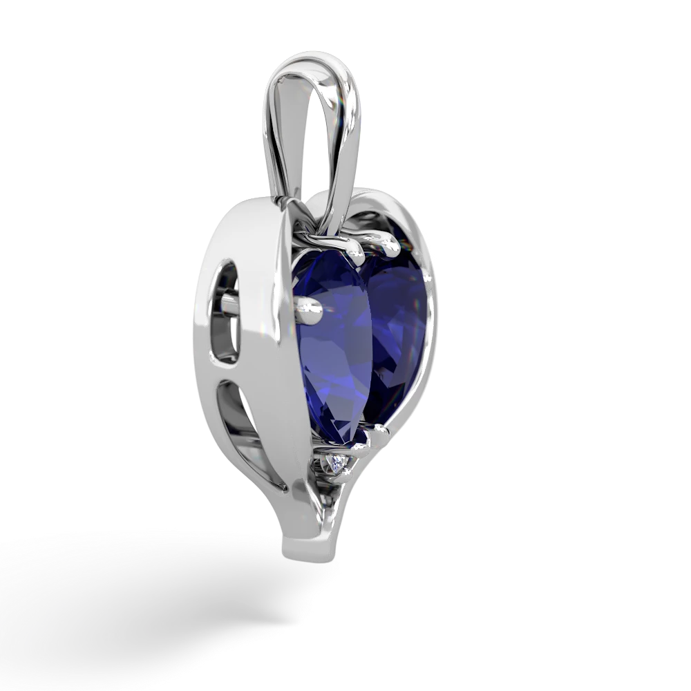 Lab Sapphire Two Become One 14K White Gold pendant P5330