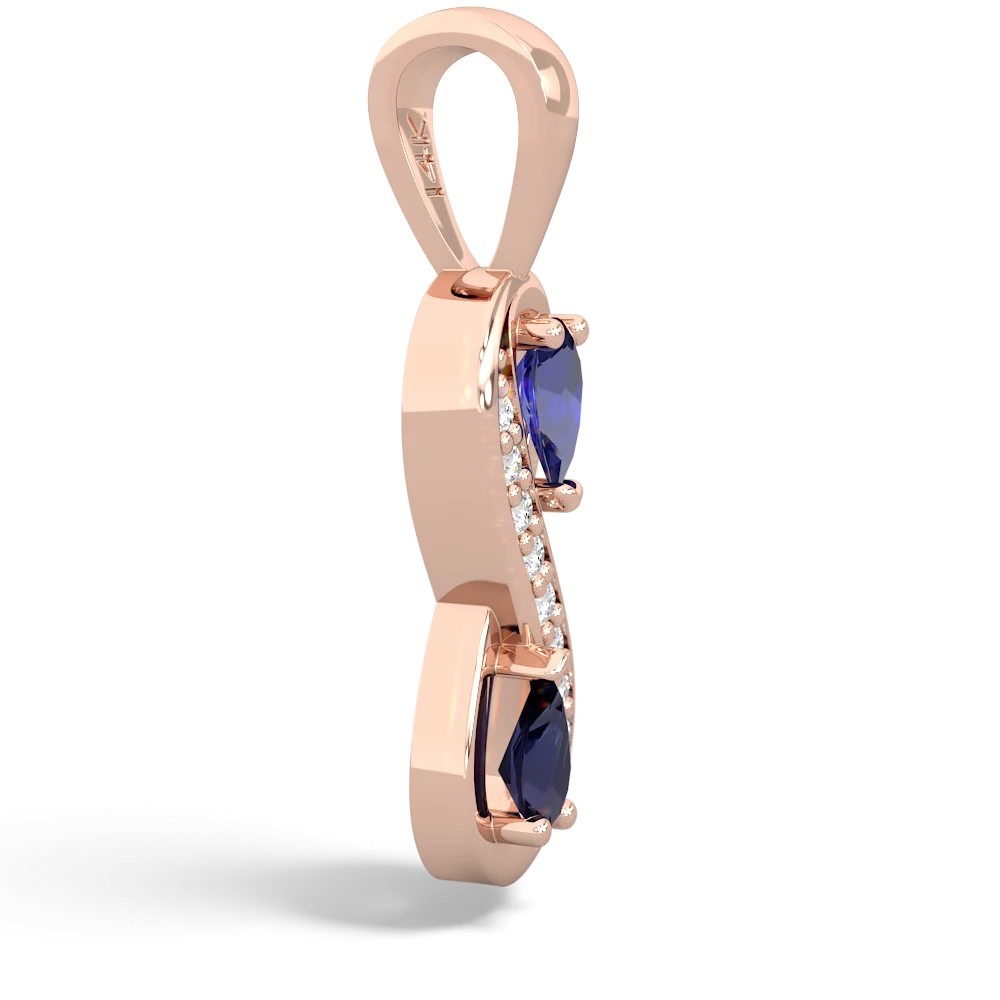 Lab Sapphire Diamond Infinity 14K Rose Gold pendant P5390