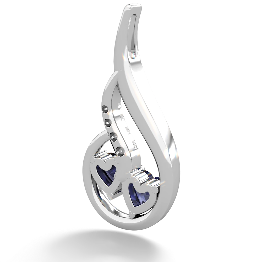 Lab Sapphire Keepsake Curves 14K White Gold pendant P5450