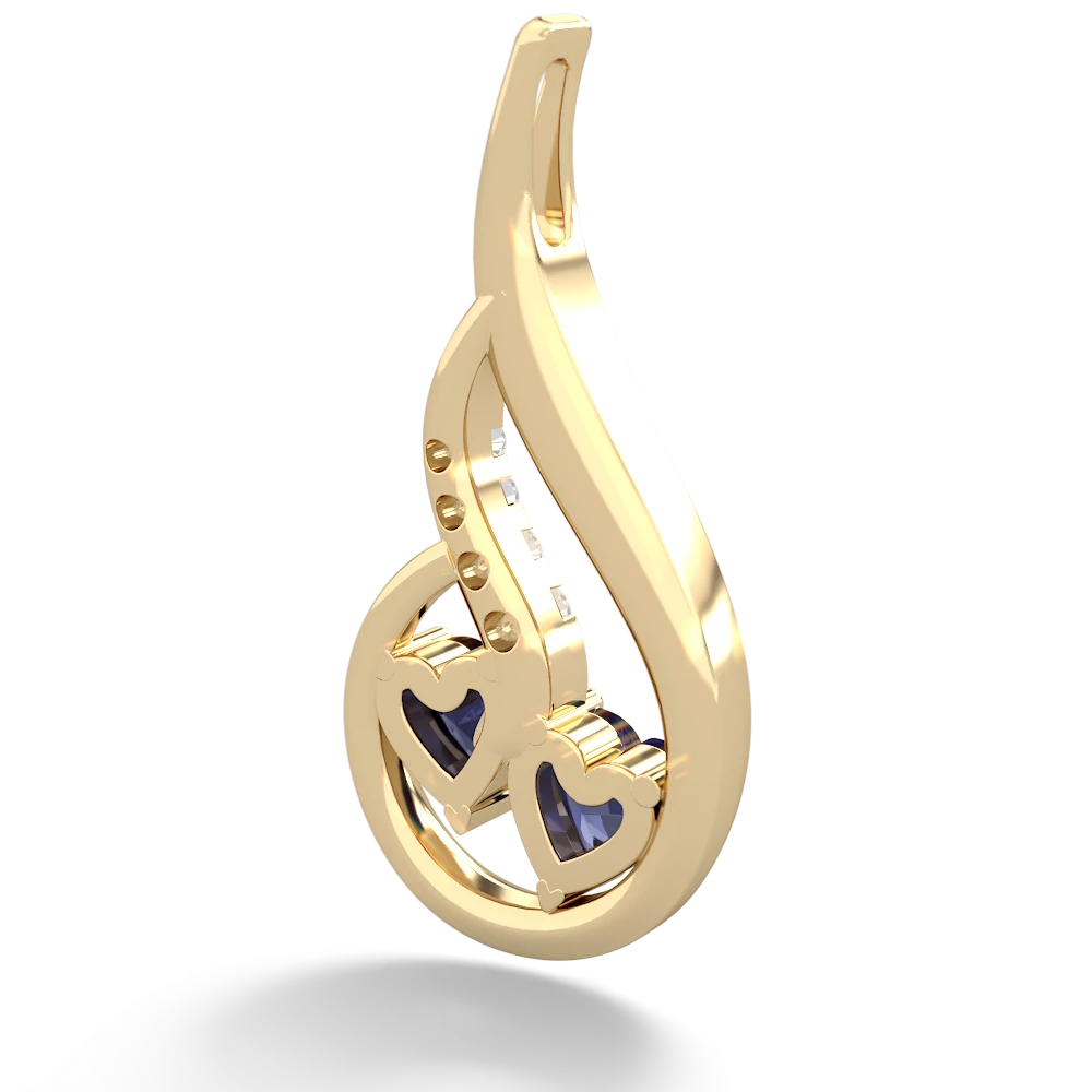 Lab Sapphire Keepsake Curves 14K Yellow Gold pendant P5450