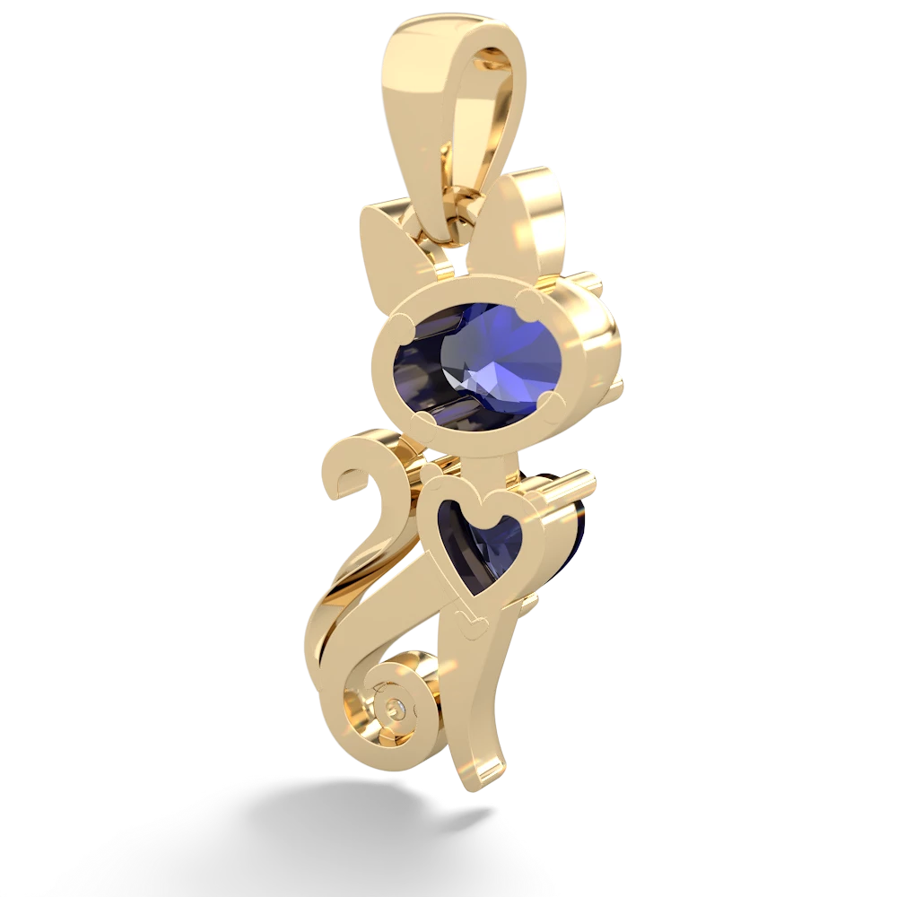 Lab Sapphire Kitten 14K Yellow Gold pendant P5780