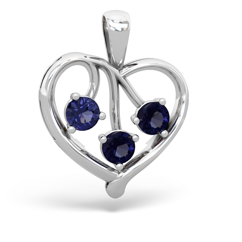 Lab Sapphire Glowing Heart 14K White Gold pendant P2233