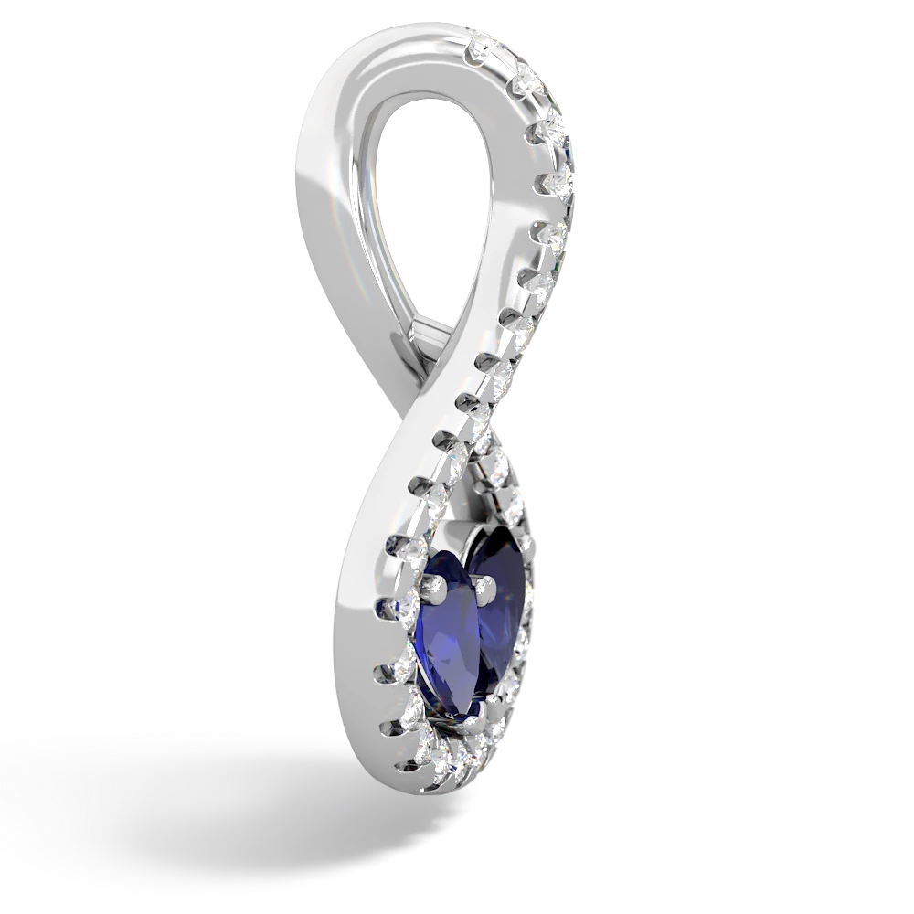 Lab Sapphire Pave Twist 'One Heart' 14K White Gold pendant P5360