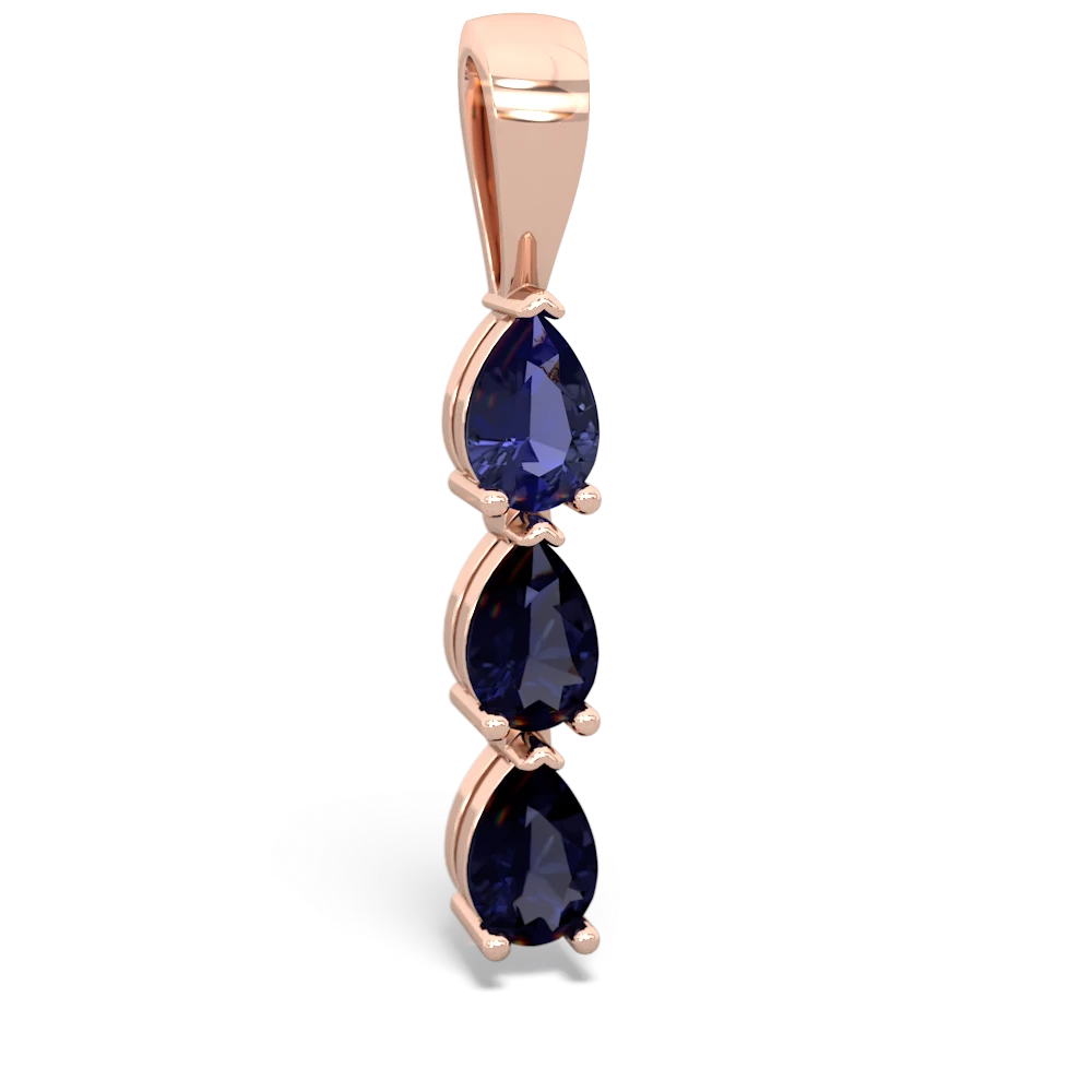 Lab Sapphire Dew Drops 14K Rose Gold pendant P2251