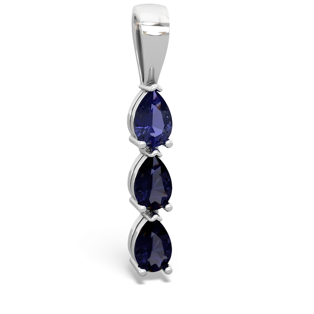 Lab Sapphire Dew Drops 14K White Gold pendant P2251