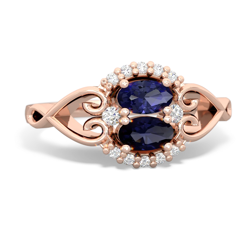 Lab Sapphire Love Nest 14K Rose Gold ring R5860