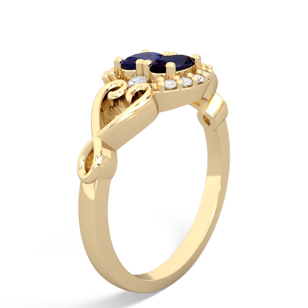 Lab Sapphire Love Nest 14K Yellow Gold ring R5860