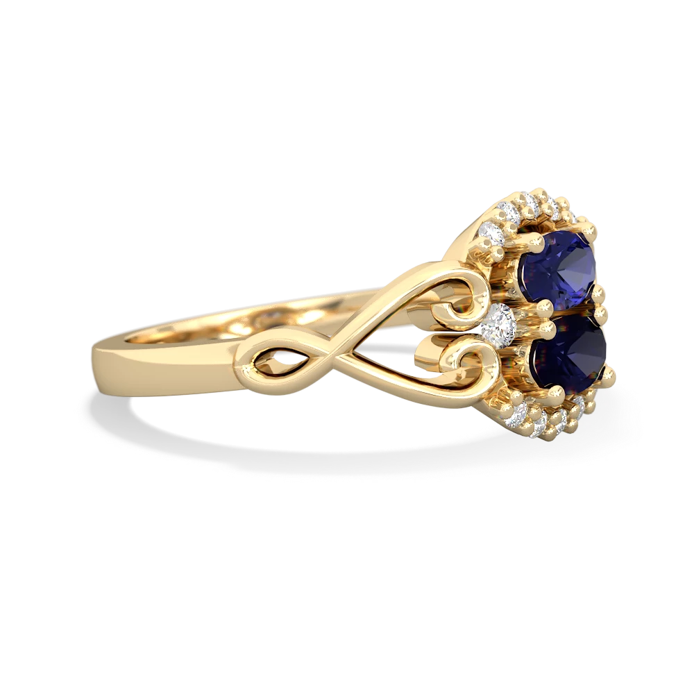 Lab Sapphire Love Nest 14K Yellow Gold ring R5860