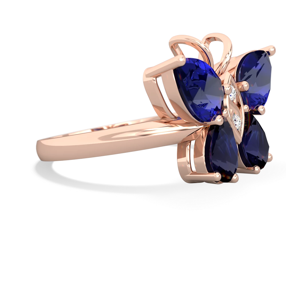 Lab Sapphire Butterfly 14K Rose Gold ring R2215