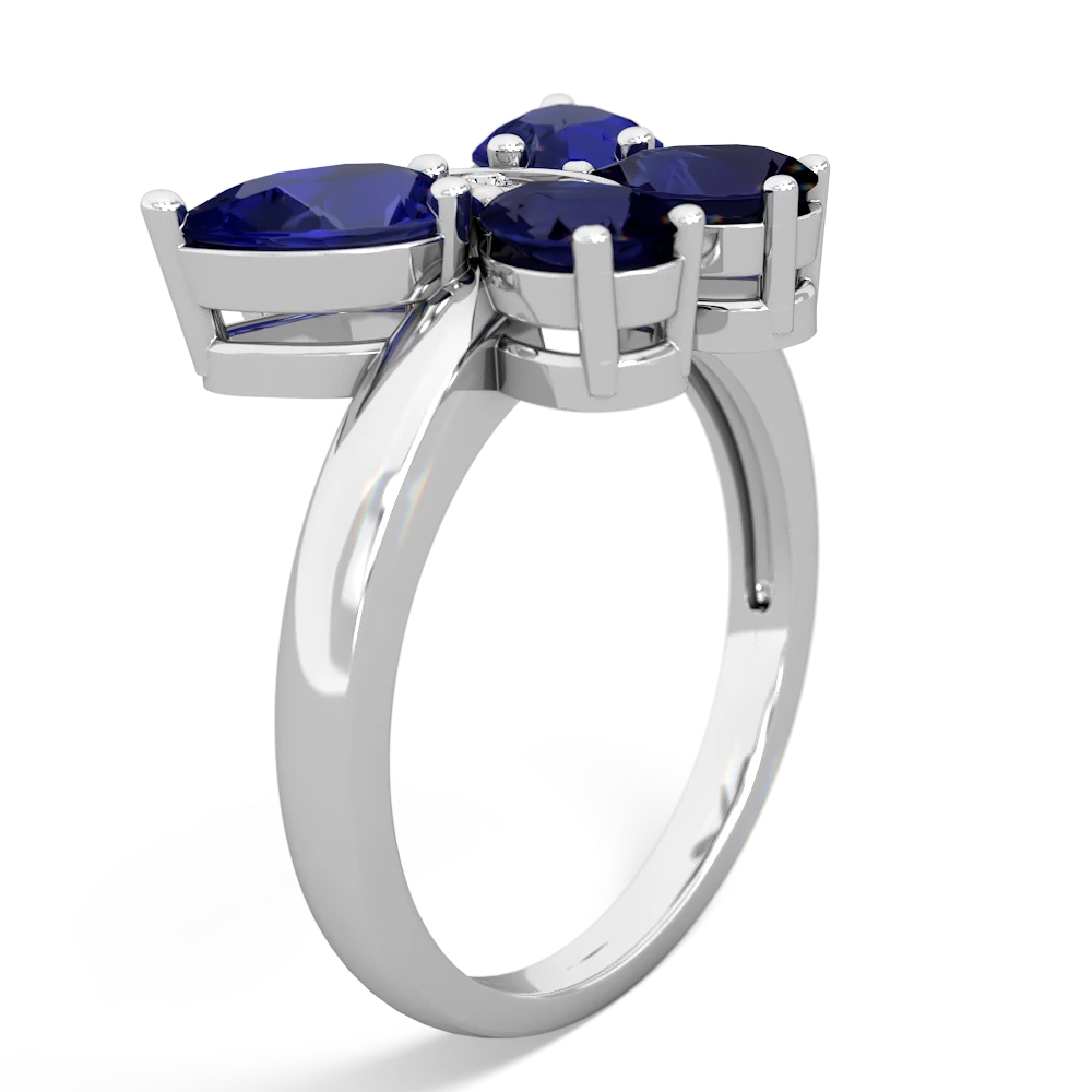 Lab Sapphire Butterfly 14K White Gold ring R2215