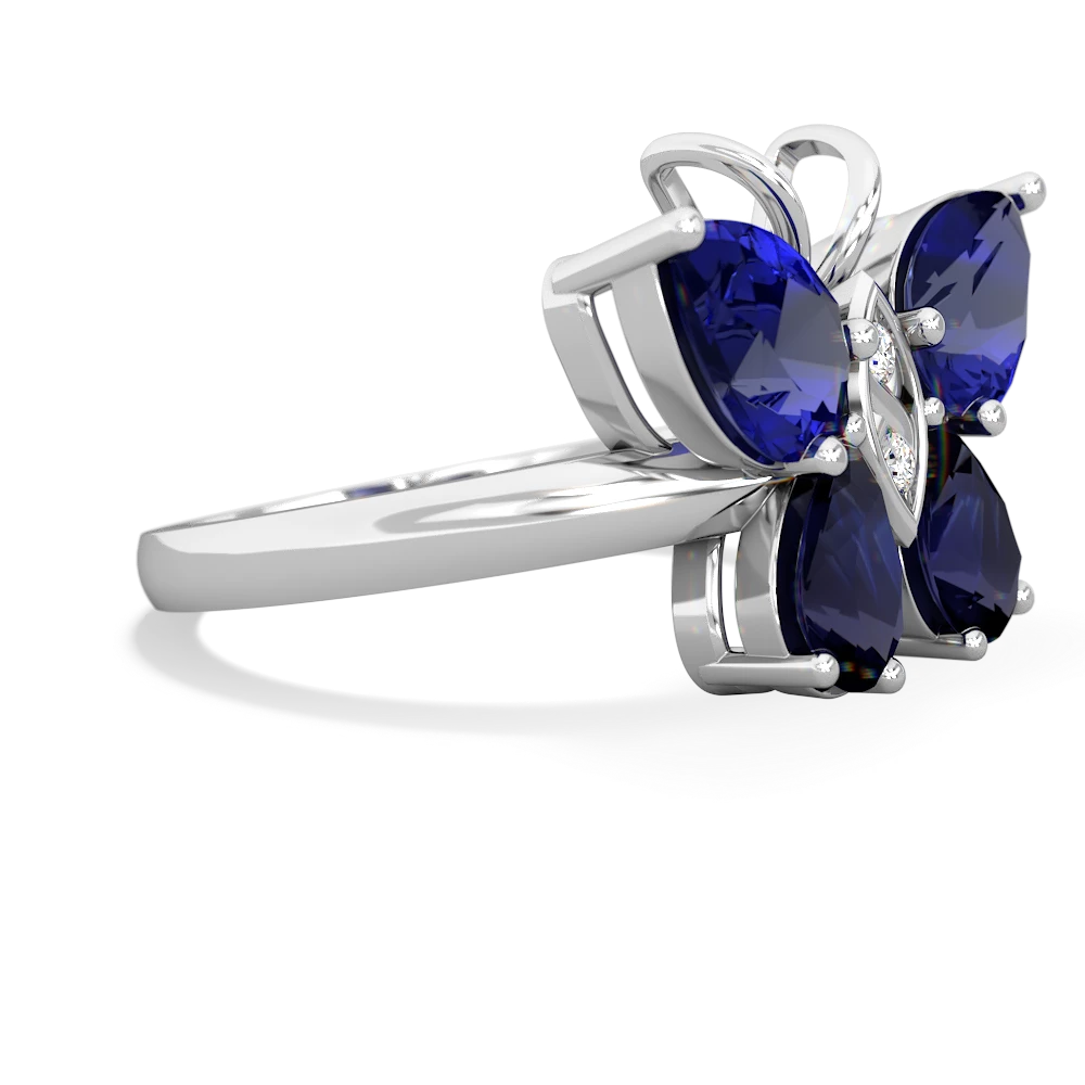 Lab Sapphire Butterfly 14K White Gold ring R2215