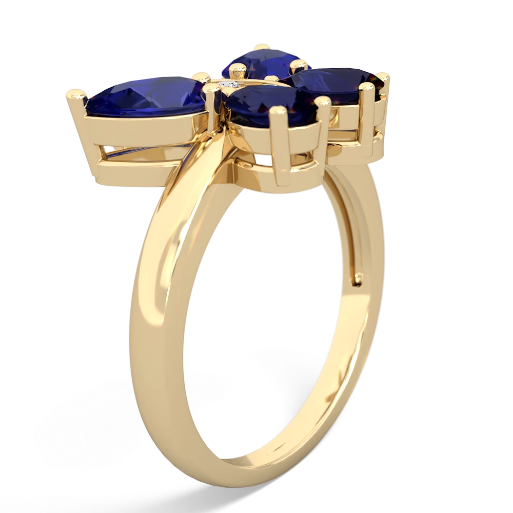 Lab Sapphire Butterfly 14K Yellow Gold ring R2215