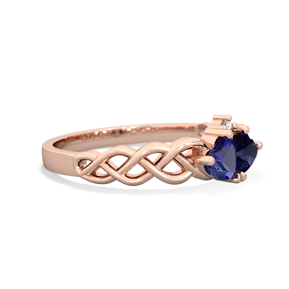 Lab Sapphire Heart To Heart Braid 14K Rose Gold ring R5870