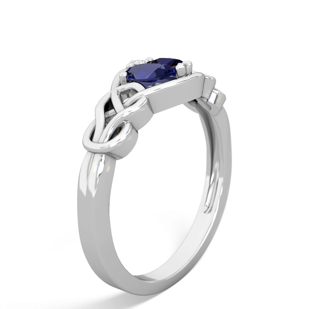 Lab Sapphire Celtic Love Knot 14K White Gold ring R5420