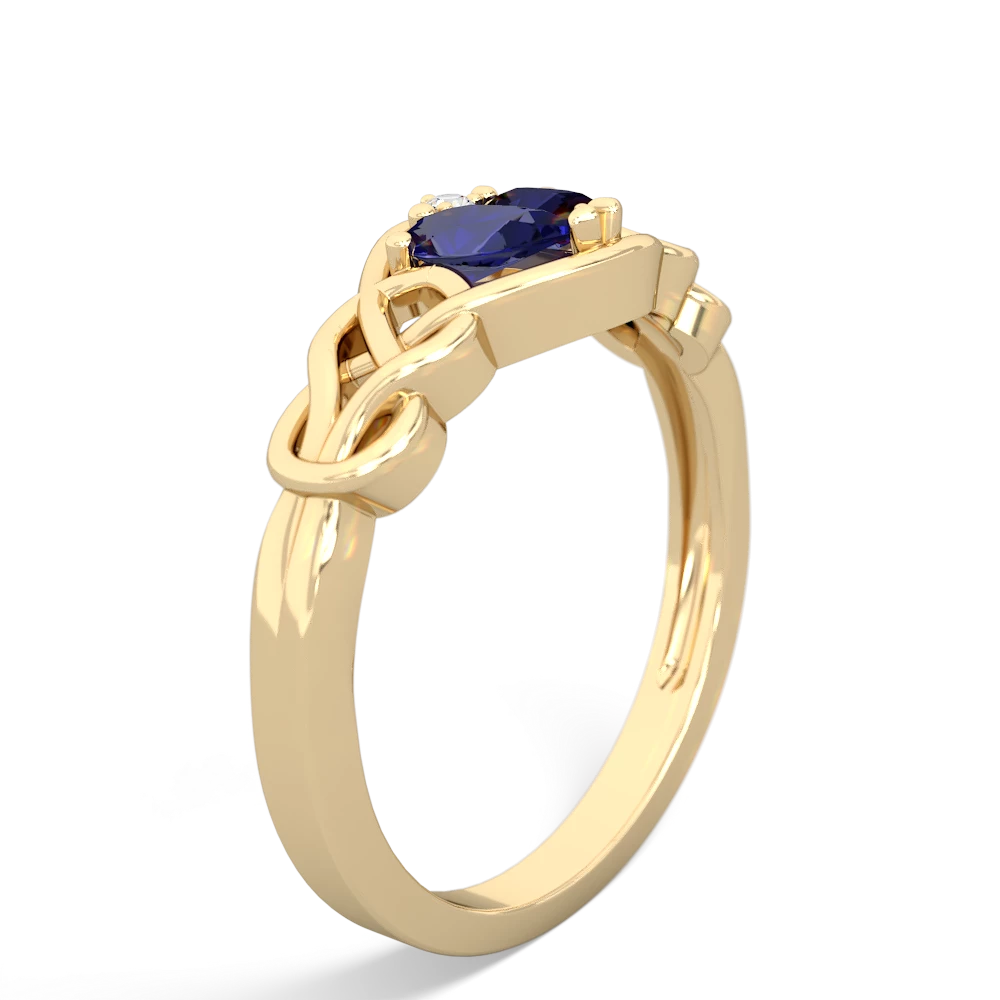 Lab Sapphire Celtic Love Knot 14K Yellow Gold ring R5420