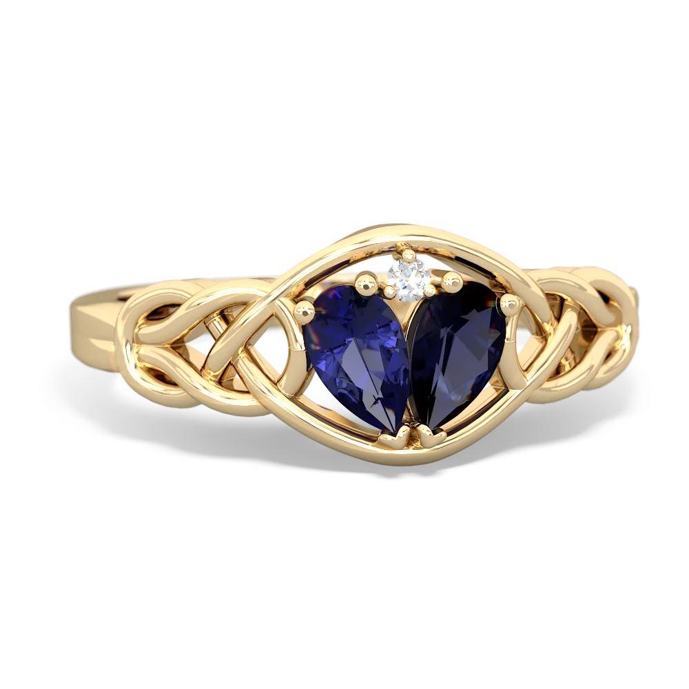 Lab Sapphire Celtic Love Knot 14K Yellow Gold ring R5420