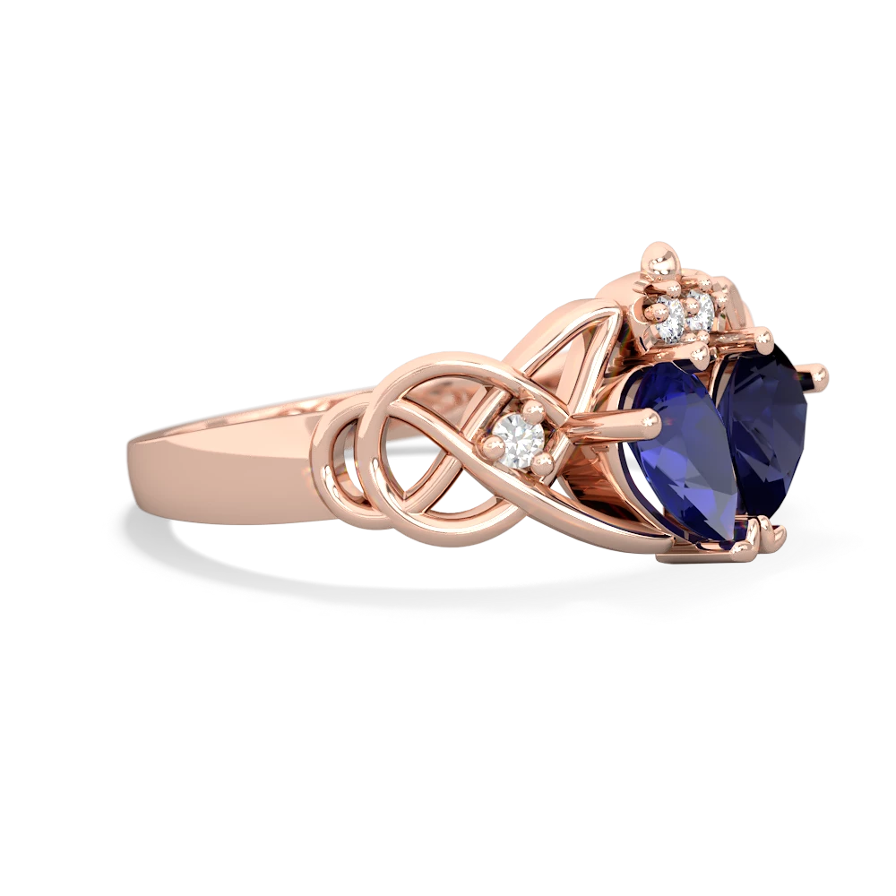 Lab Sapphire 'One Heart' Celtic Knot Claddagh 14K Rose Gold ring R5322