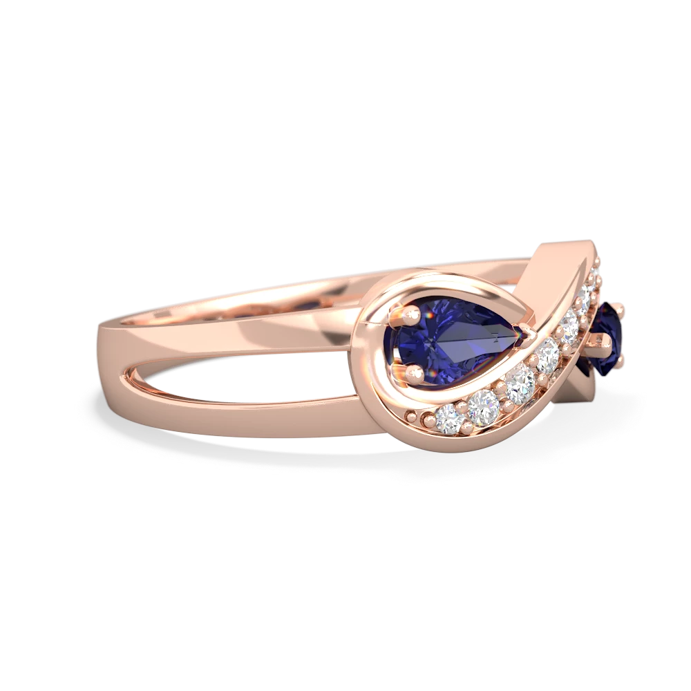 Lab Sapphire Diamond Infinity 14K Rose Gold ring R5390