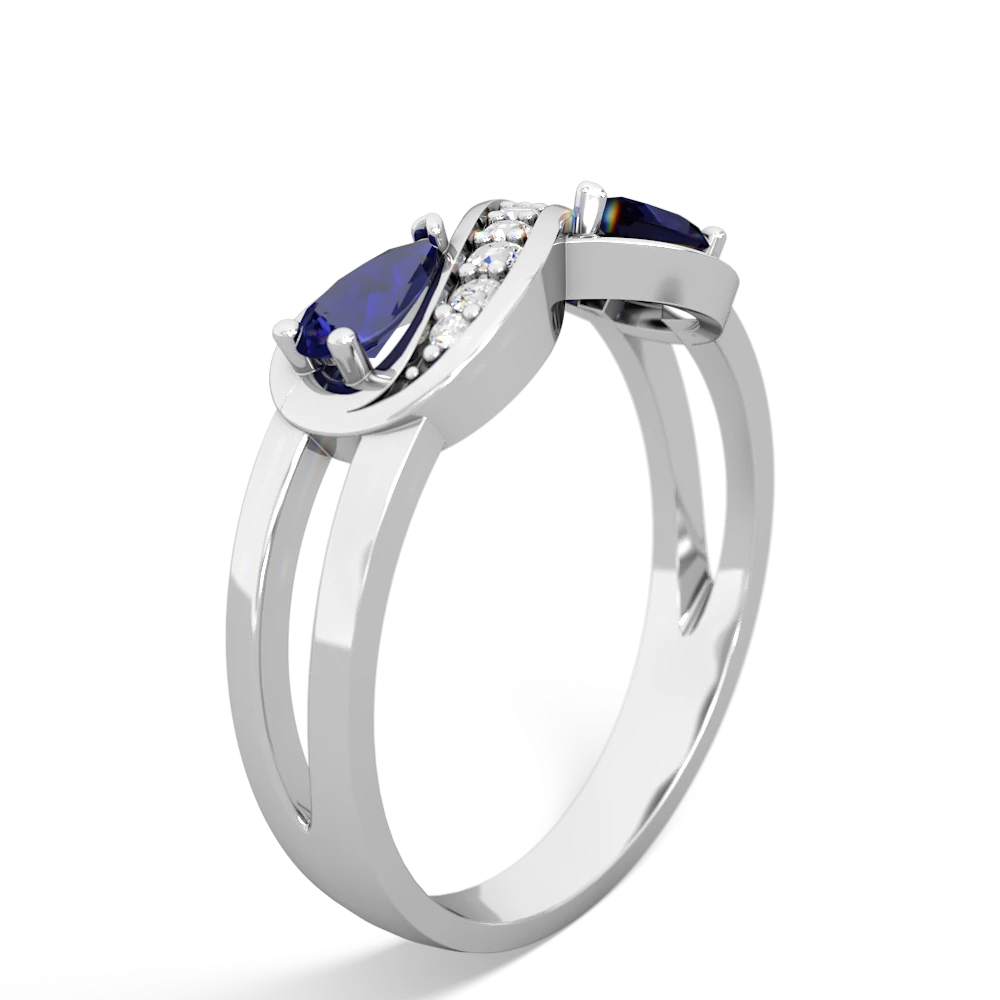 Lab Sapphire Diamond Infinity 14K White Gold ring R5390