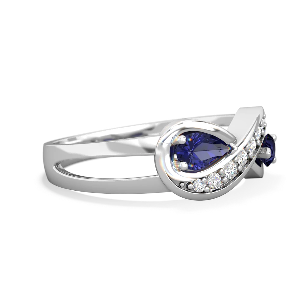 Lab Sapphire Diamond Infinity 14K White Gold ring R5390