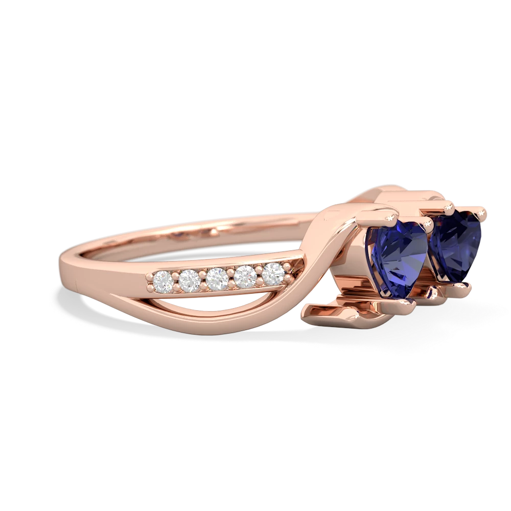 Lab Sapphire Side By Side 14K Rose Gold ring R3090