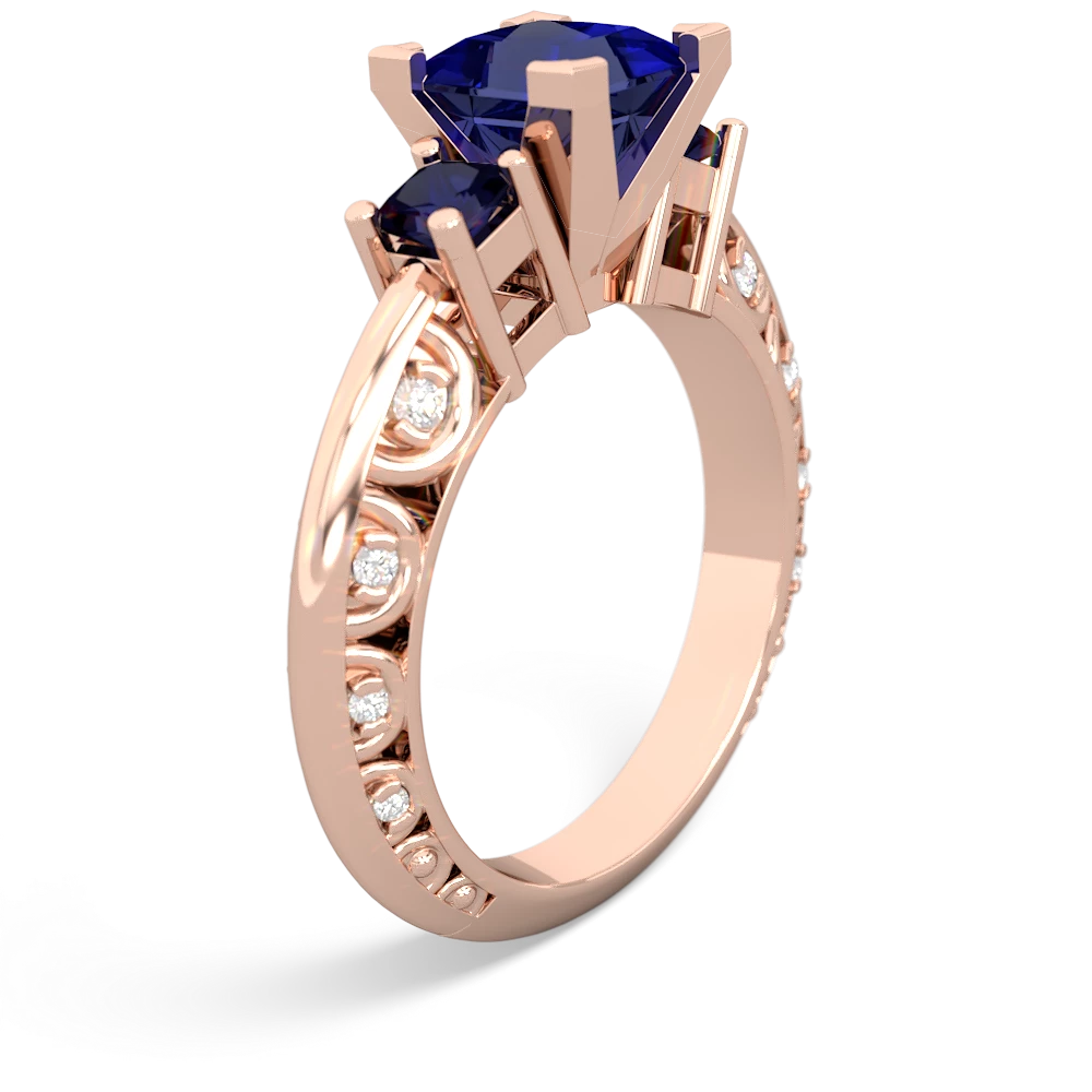 Lab Sapphire Eternal Embrace Engagement 14K Rose Gold ring C2001