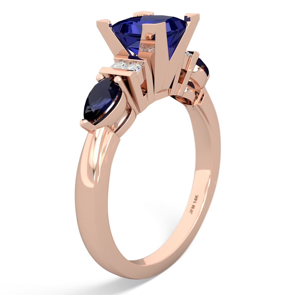 Lab Sapphire 6Mm Princess Eternal Embrace Engagement 14K Rose Gold ring C2002