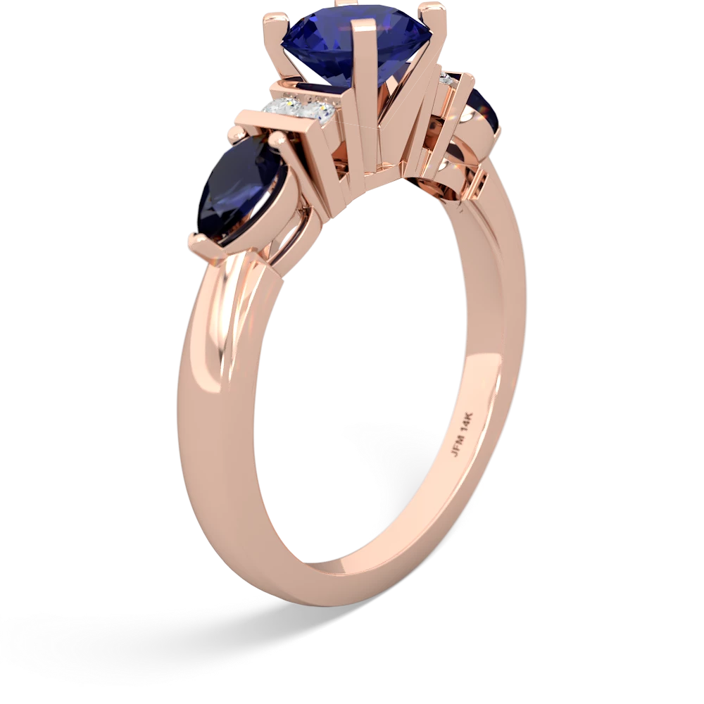 Lab Sapphire 6Mm Round Eternal Embrace Engagement 14K Rose Gold ring R2005