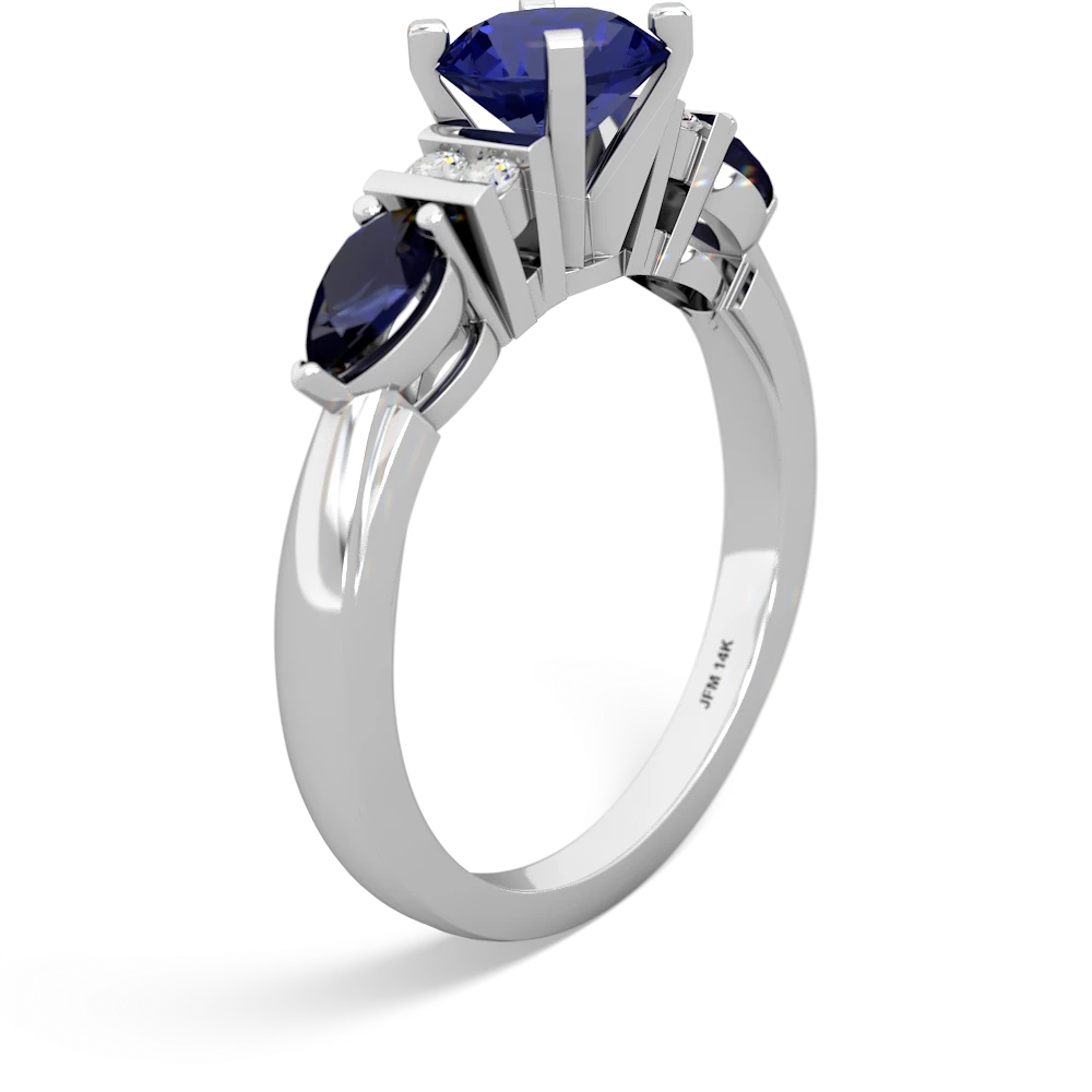 Lab Sapphire 6Mm Round Eternal Embrace Engagement 14K White Gold ring R2005