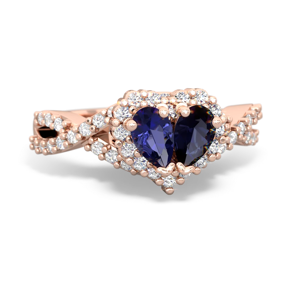 Lab Sapphire Diamond Twist 'One Heart' 14K Rose Gold ring R2640HRT