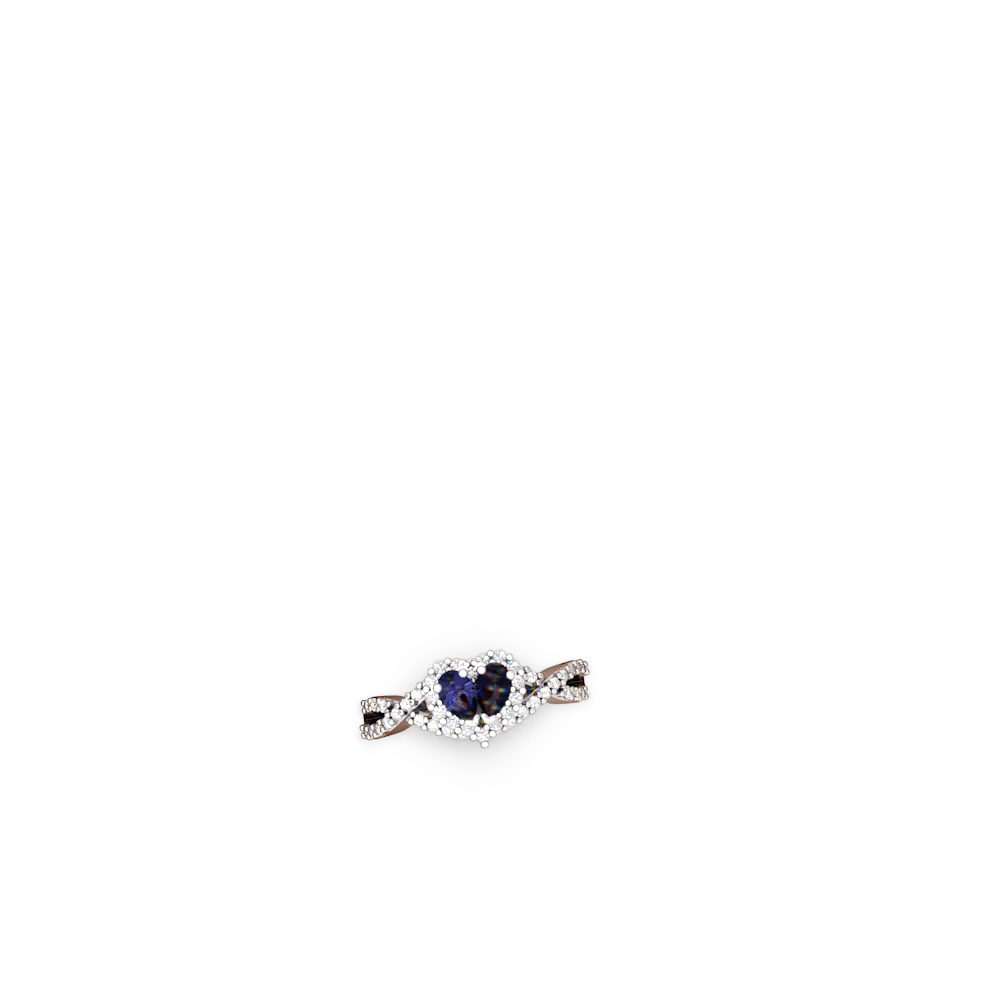 Lab Sapphire Diamond Twist 'One Heart' 14K White Gold ring R2640HRT