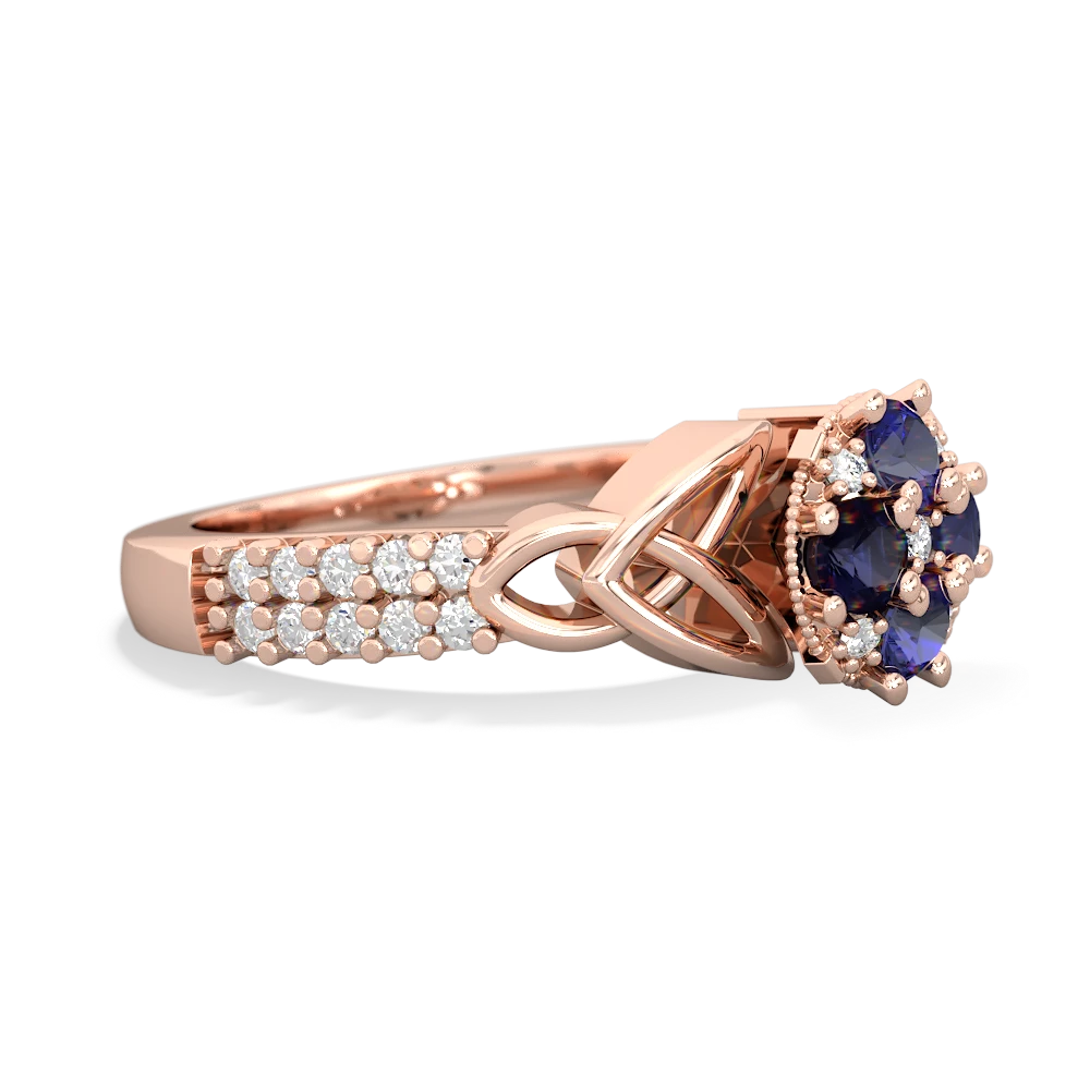 Lab Sapphire Celtic Knot Cluster Engagement 14K Rose Gold ring R26443RD